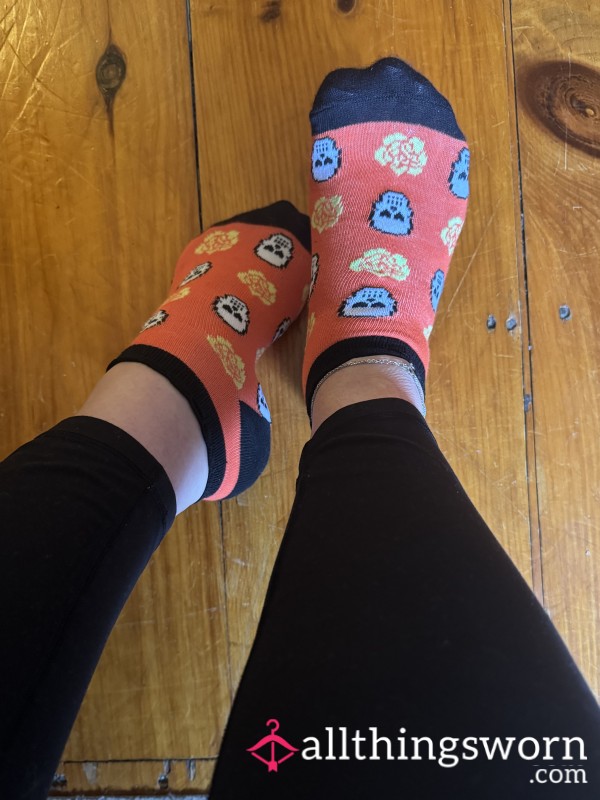 5 Days Worn Halloween Ankle Socks 💀🌼