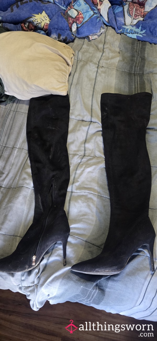 4 Inch Stiletto Velour Thigh High Boot