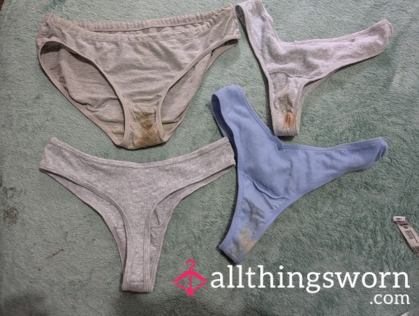 4 Pack Bundle  Dirty Smelly Underwear Hehe 🤢 The Stains Are Unreal Taste The Rainbow 🌈🌈🌈🌈 Unfortunately Express Postage Isn't Included In The Price