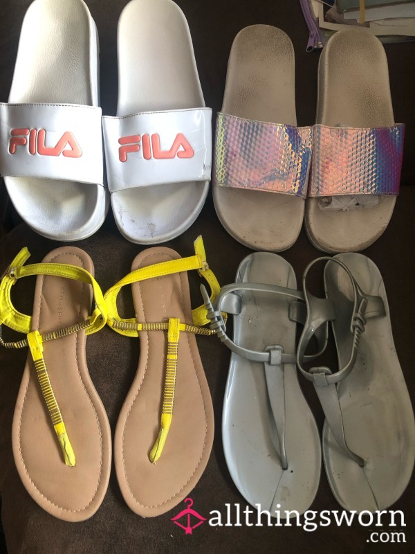 ✨ 4 Pairs Of Worn Sandals ✨