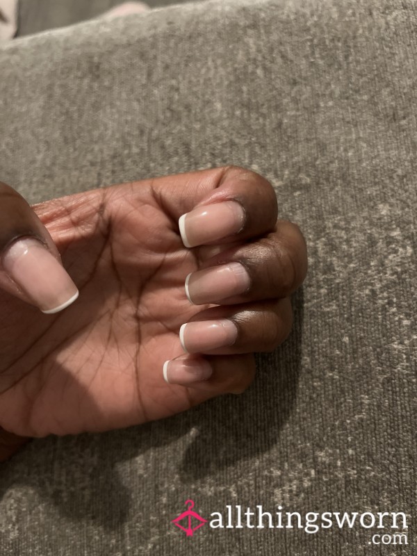 4 Week Old French Tip Gel Nails 😏