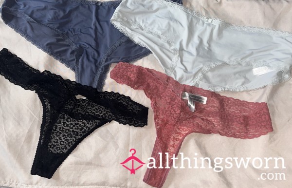 4 Worn Knickers 😈 2 Thongs & 2 Panties 💦