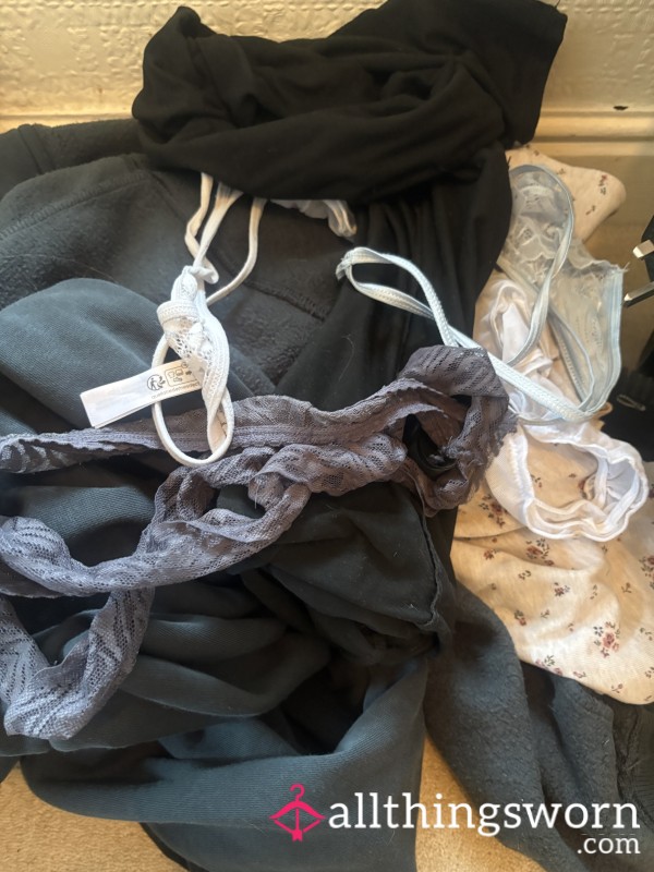 4 X VERY Well Worn Thongs/panties Worn At Work This Week ( With Photos )