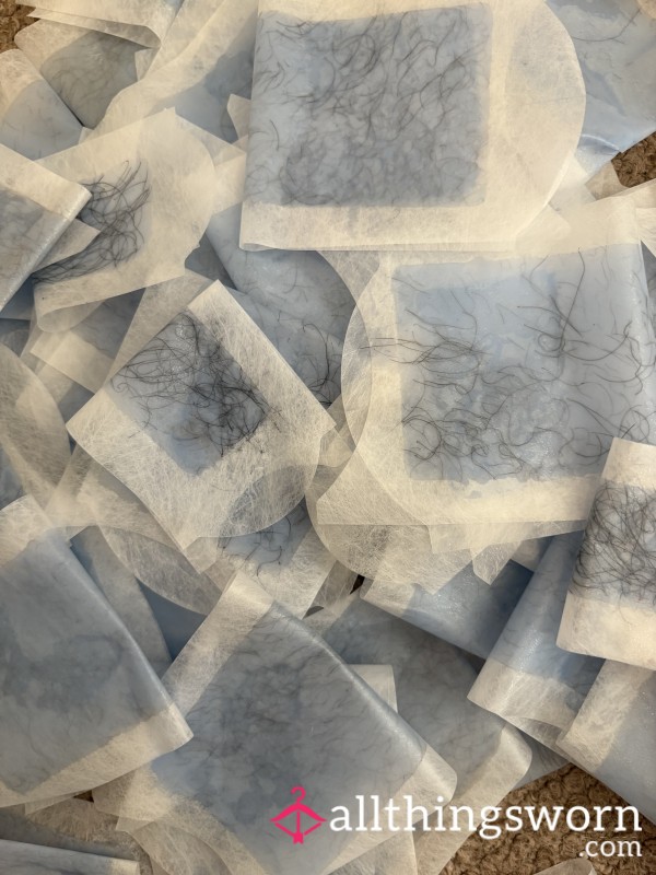40+ Freshly Used Wax Strips Soaked In My Sweet Pu**y Hair & Juices - Real Body Hair Fetish Item
