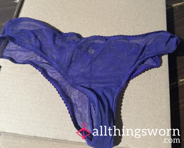 45$ 48hr Wear Purple VS Mesh Cheeky Panties With 5min Vid Shipped