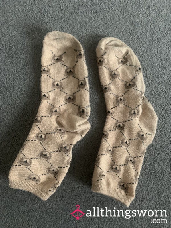 🐻48 Hour: Beige Bear Crew Socks 🐻