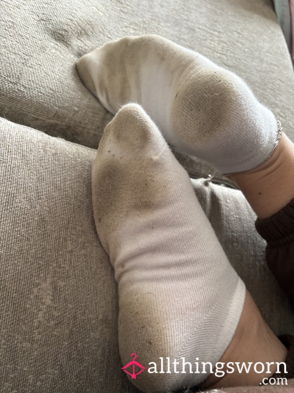 48 Hour Wear, Dirty, Sweaty White Trainer Socks