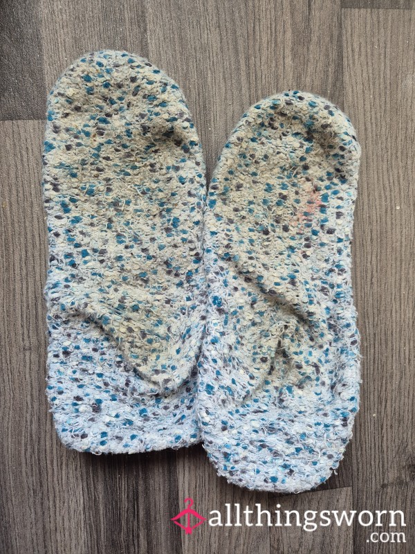 48 Hour Worn Blue Fluffy Socks
