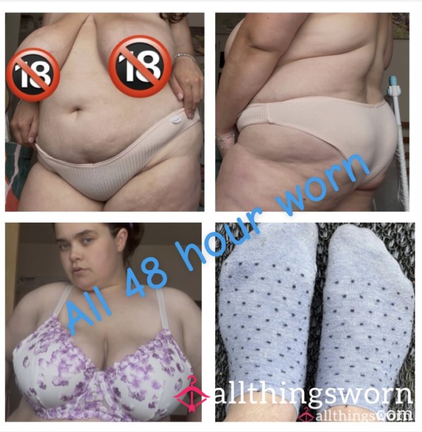 48 Hour Worn Bundle! Panties Socks And Bra