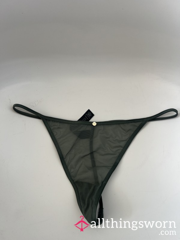 💎 48 Hour Worn Sheer Knickerbox Khaki G-String