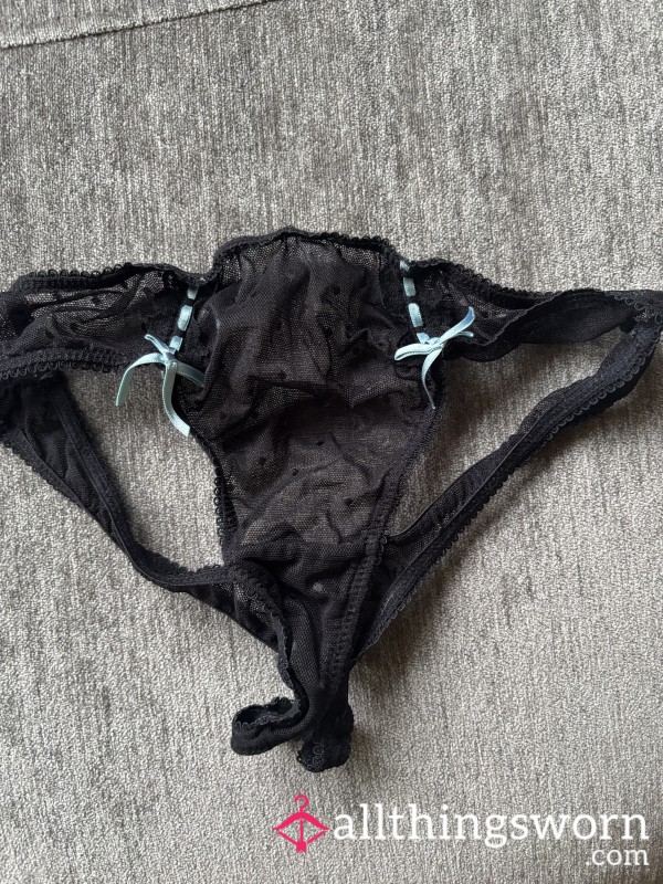 48 Hour Worn Black Thongs