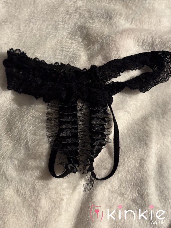 48h Worn Black Lace Thong 💦