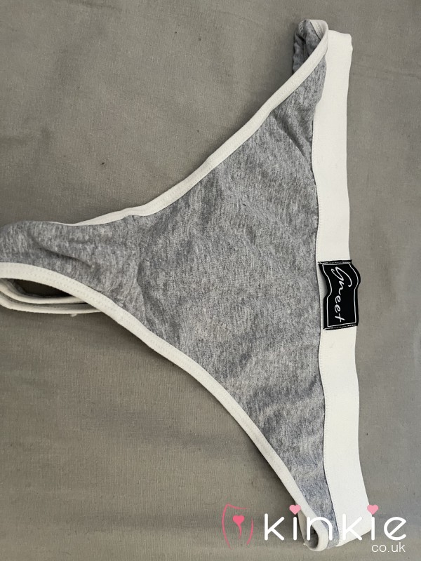 48h Worn Grey Thong Uk16