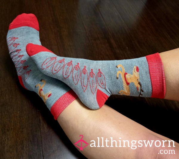 48hr Wear Gray Rudolph Socks
