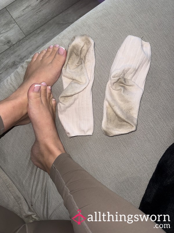 48hr Wear White Sock , Small Feet , Well Worn 🩷
