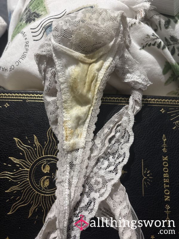 48hr White Lacy Thong