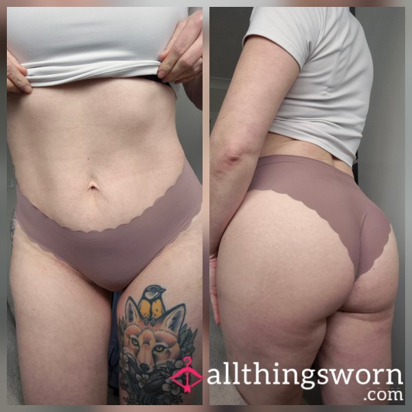 48hr Worn, Dusky Pink Seam Free Cheeky Briefs With Nylon Gusset - UK10/12