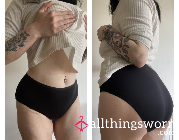 24hr Worn Full Back Black Cotton Panties🖤