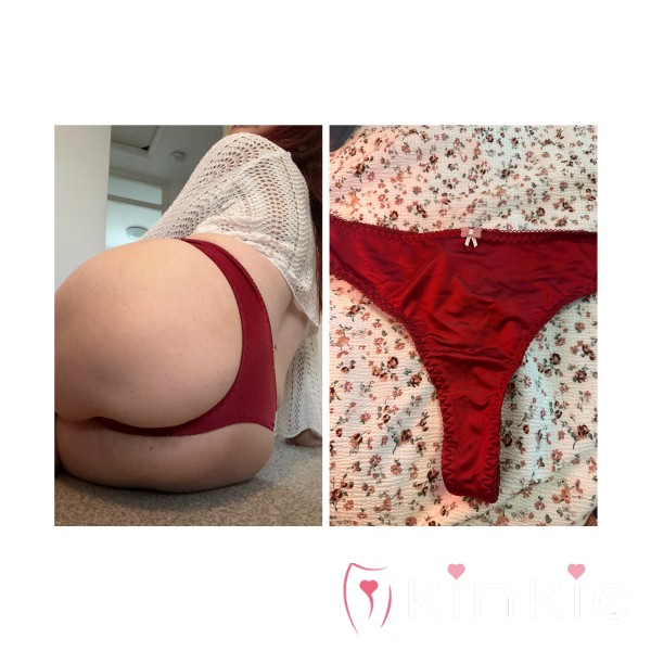 ❤️ 48hr Worn Red Satin Thong ❤️