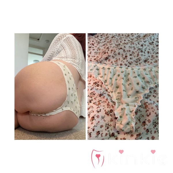 💛 48hr Worn Yellow Flowery Frilly Thong 💛