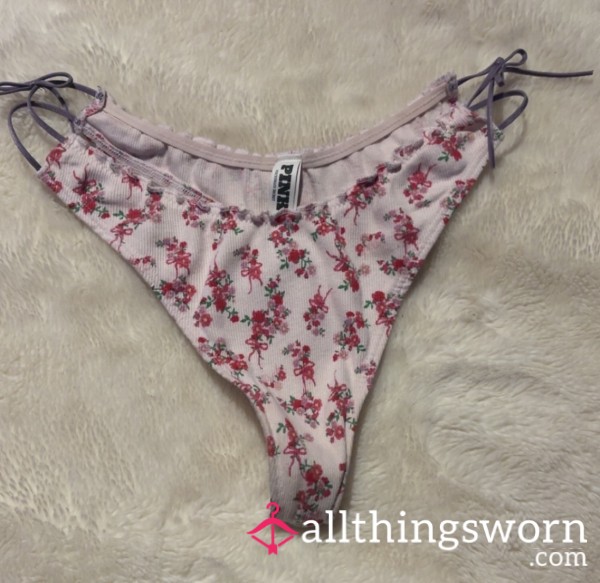 48hrCute Pink Flower Thong