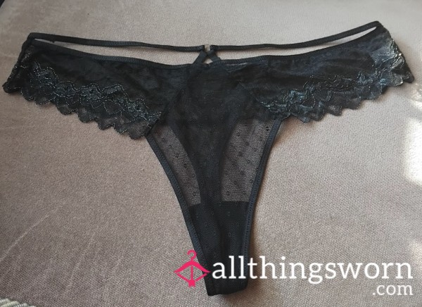 48hrs Min Wear 🖤 Black Lace Thong With Silver Detail 🖤 C*m Taste My Strong Intoxicating Scent 🖤
