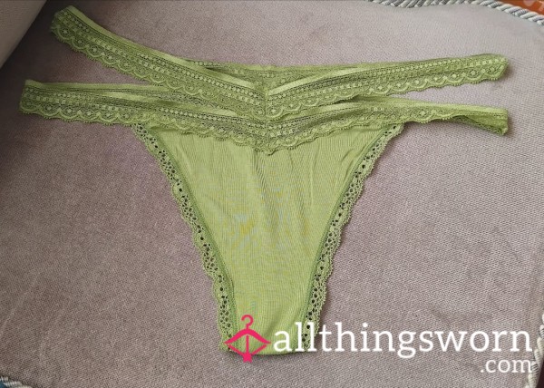 48hrs Min Wear 💚 Lime Green Cotton With Lace Trim 💚 Breathable Strong Intoxicating Scent 💚
