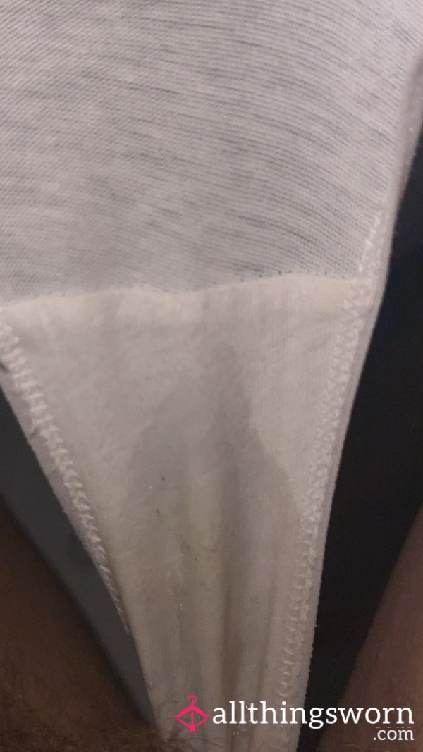 48hrs White Virgin Thong Heavily Soiled.