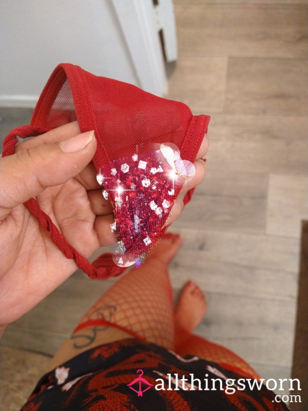 RED C*m Stained Mesh Thong