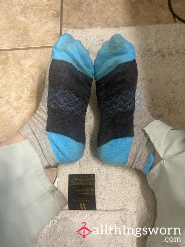 5 Day Wear Blue Nurse Ankle Socks. Flavorful And Very Scented.