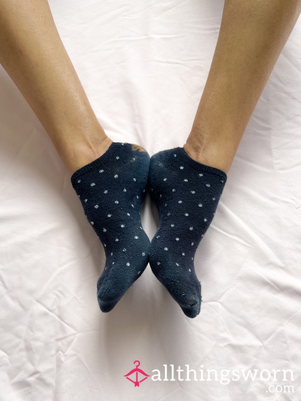 5 Day Well-worn  Black Polka-dot Ankle Socks