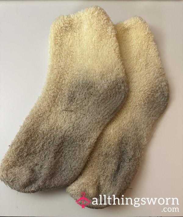 24 Days Worn Yellow Fuzzy Socks