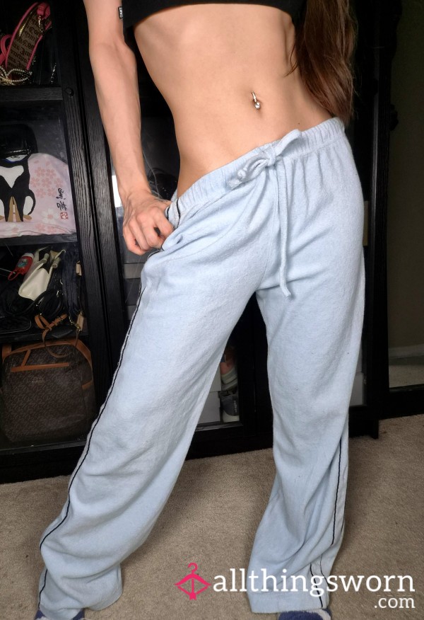 5 For $25❤️ Old Well Worn Blue Velvet Terry Cloth Sweat Pants Track Pants Joggers Joggin Pants Gym Clothes Japanese Girl Gym Asian Fitness Model Athletic Slim Thick Cute Personal Trainer