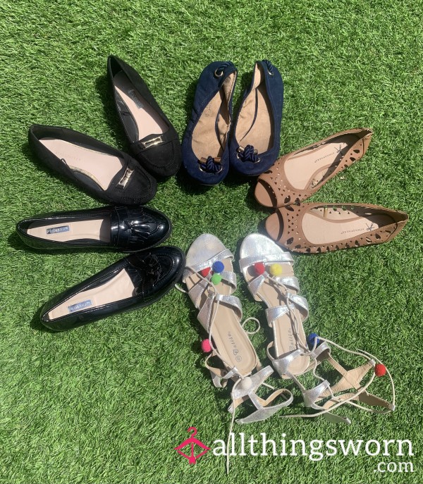 5 Pairs Of Old Flat Shoes