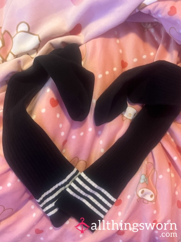 Black And White Knee-high Gym Socks