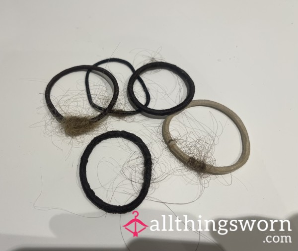 5 X Used Full Of Hair, Hair Bands - Hair Ties.