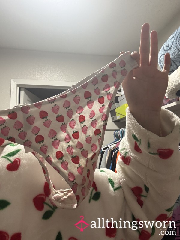 5 Year Old Strawberry Thongs! Have All My Juices Wrapped Up In Them.
