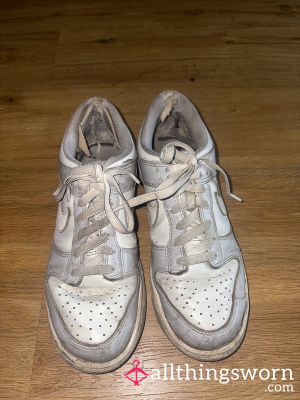 5 Year Old Worn Silver Nike Airforce Trainers/sneakers