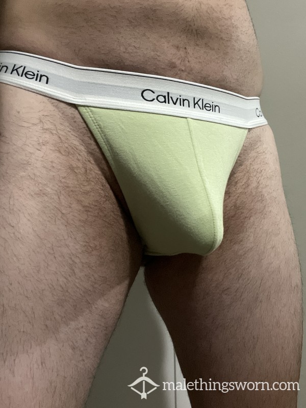 $50 - 8 Day Worn CK Thong Filled With A** Juices, Pre-c*m, And Pi*s Stains. Ripe And Ready!