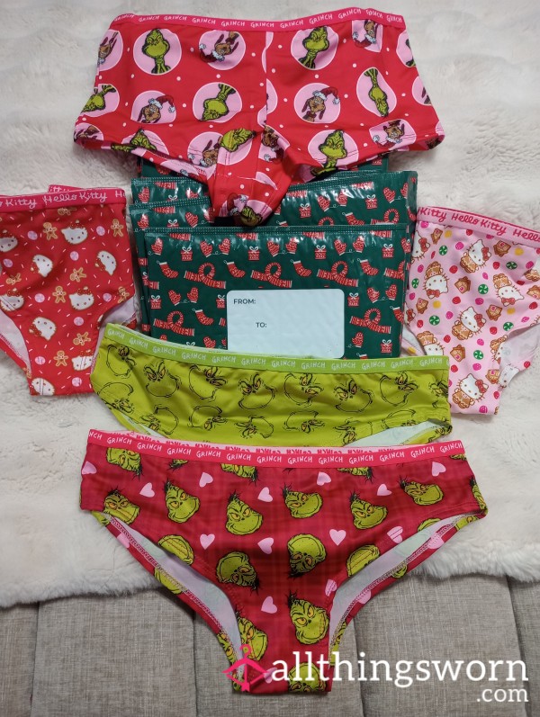 $20🎄🎁GRINCH & HELLO KITTY CHRISTMAS --- SATIN PANTIES --