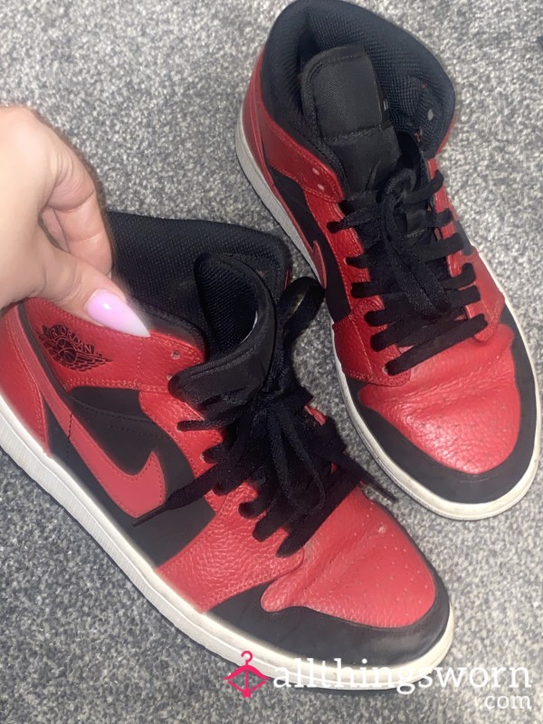 5year Old Super Worn Air Jordans Black & Red Dunks