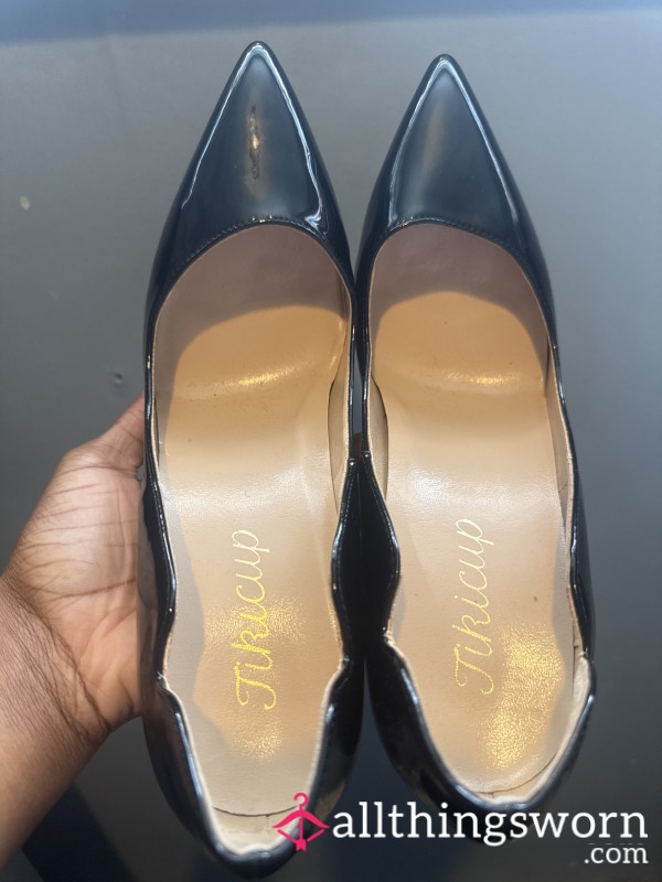 6 Inch Black Patent Stilettos