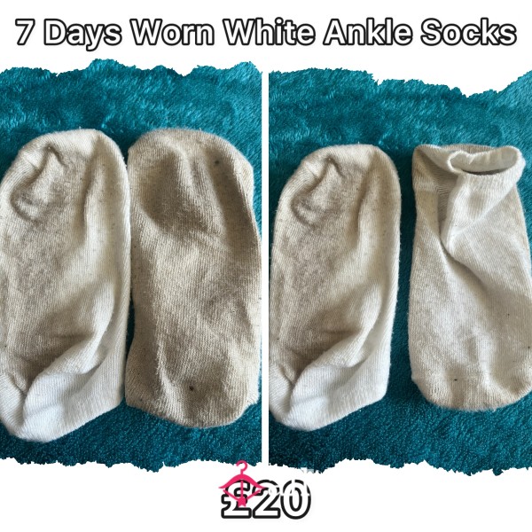 7 Day Worn Sweaty White Ankle Socks