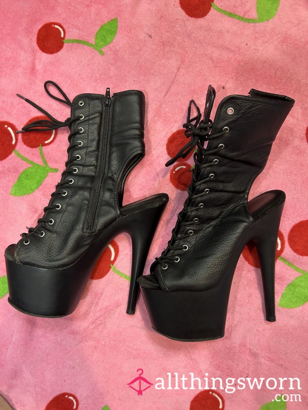 7 Inch Matte Black Size 7 Stripper Heels