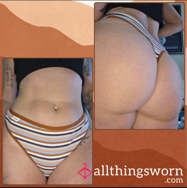 Retro Orange Striped Thong