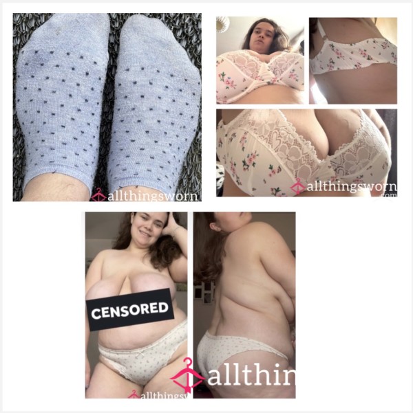 72 Hour Worn Panties, Bra And Sock Bundle