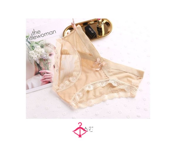 (72HR) Beige Lacey Ribbon Panties  (shipping Fee Not Included)