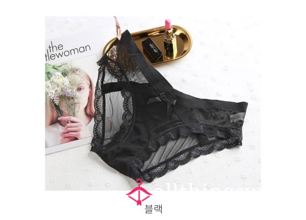 (72HR) Black Lacey Ribbon Panties  (shipping Fee Not Included)