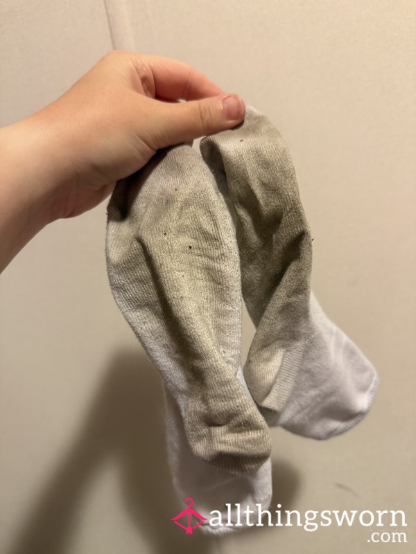 8-Hour Sweat Soak: White High-Leg Socks Drenched In My Divine Essence