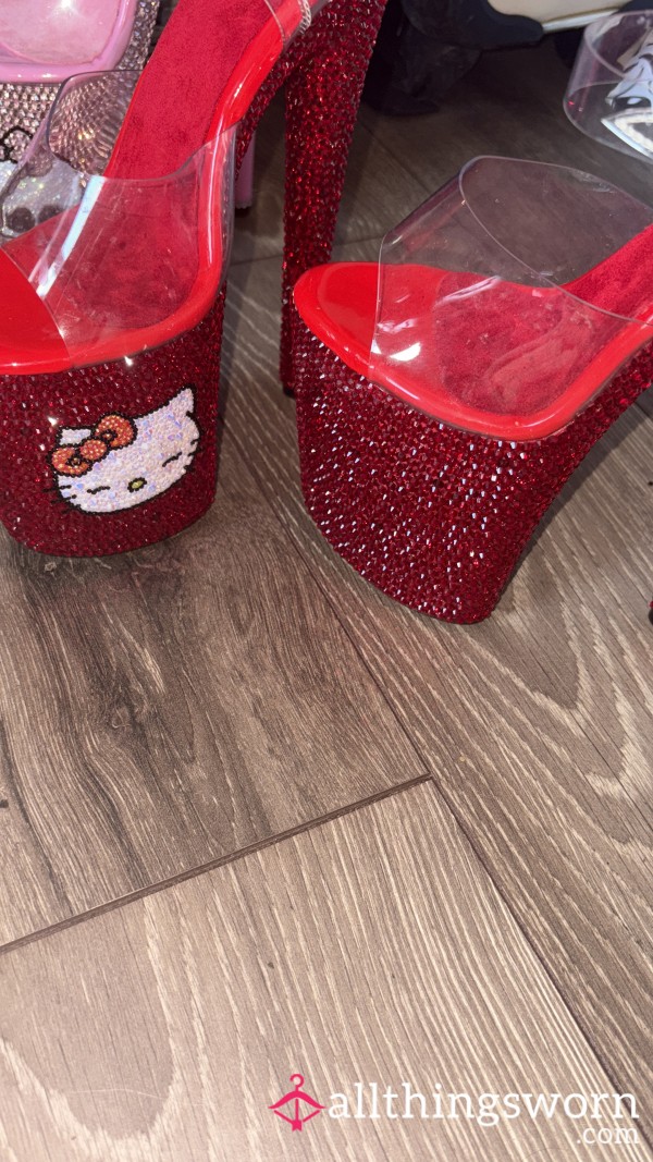 8” Size 3 Red Kitty Heels